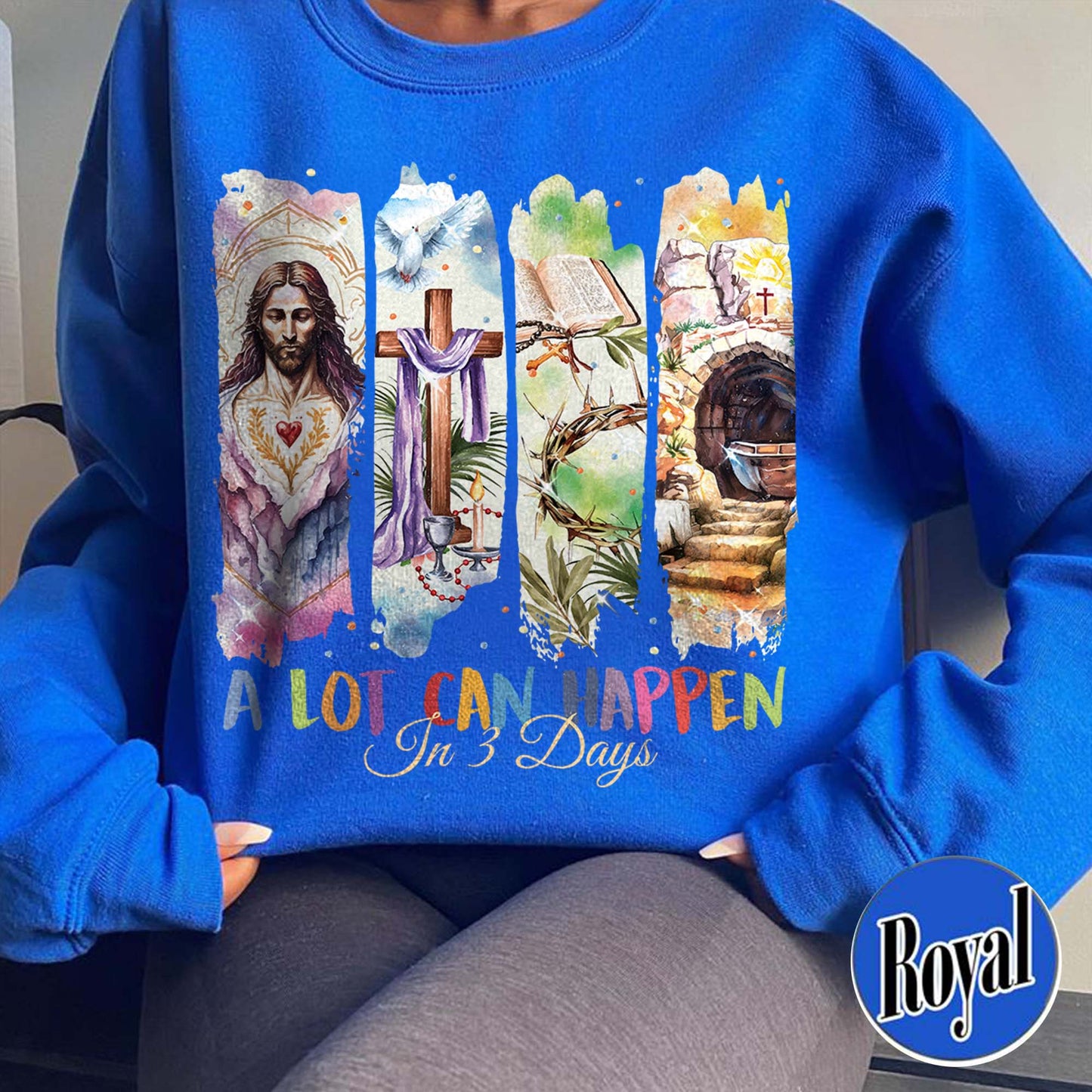 Easter Sweatshirt,A Lot Can Happen in 3 Days Sweatshirt, Retro Christian Easter Sweatshirt, Easter Church Gift