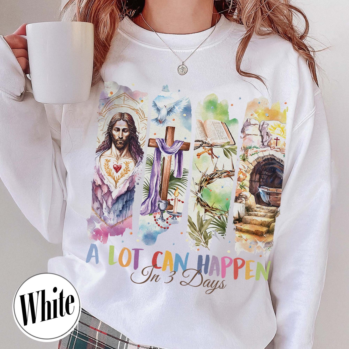 Easter Sweatshirt,A Lot Can Happen in 3 Days Sweatshirt, Retro Christian Easter Sweatshirt, Easter Church Gift