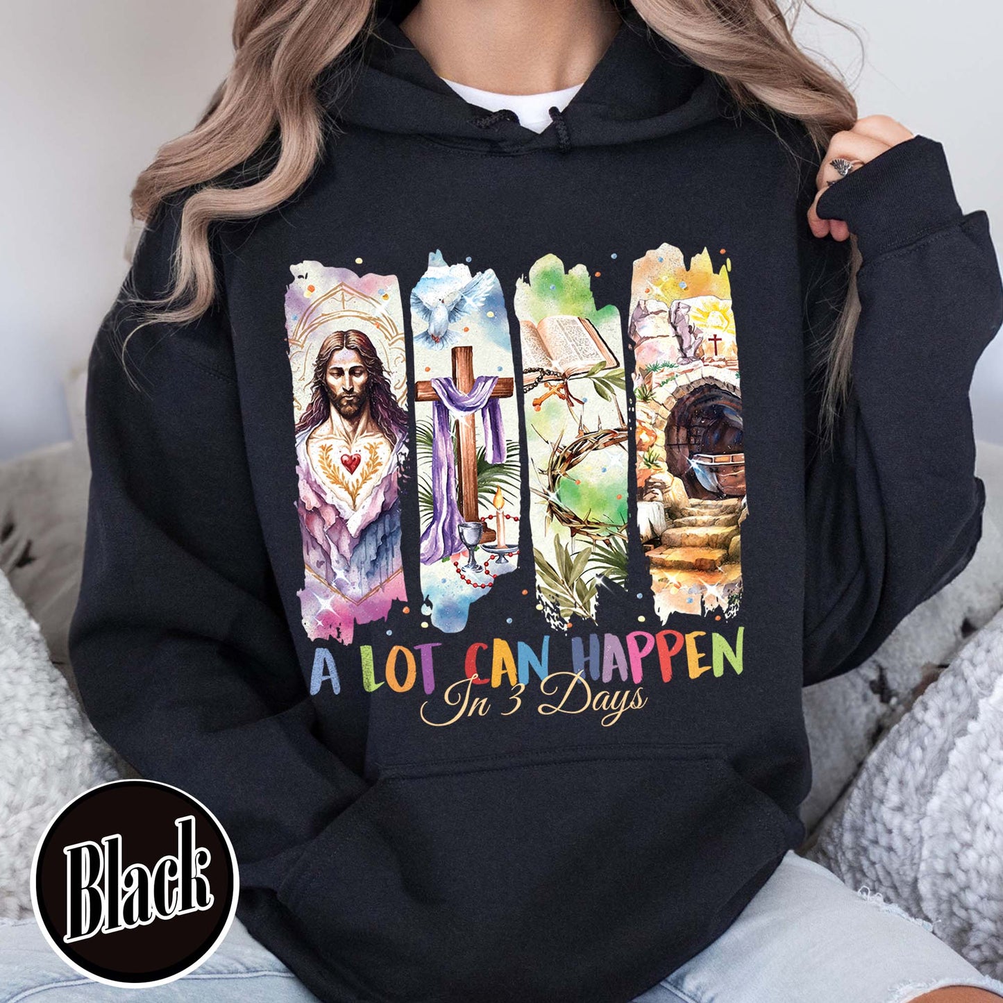 Easter Hoodie,A Lot Can Happen in 3 Days Hoodie, Retro Christian Easter Hoodie, Easter Church Gift