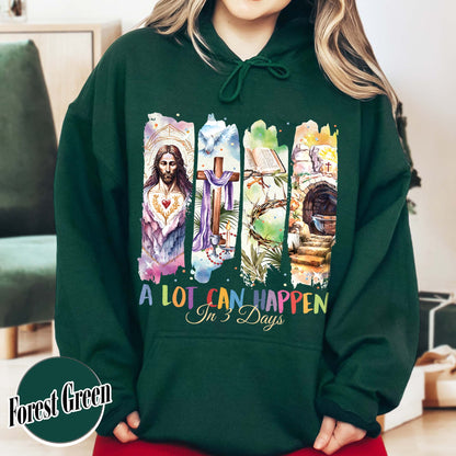 Easter Hoodie,A Lot Can Happen in 3 Days Hoodie, Retro Christian Easter Hoodie, Easter Church Gift
