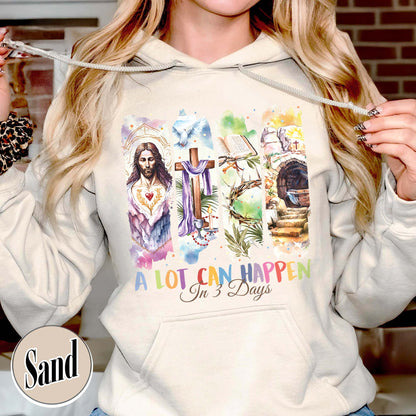 Easter Hoodie,A Lot Can Happen in 3 Days Hoodie, Retro Christian Easter Hoodie, Easter Church Gift