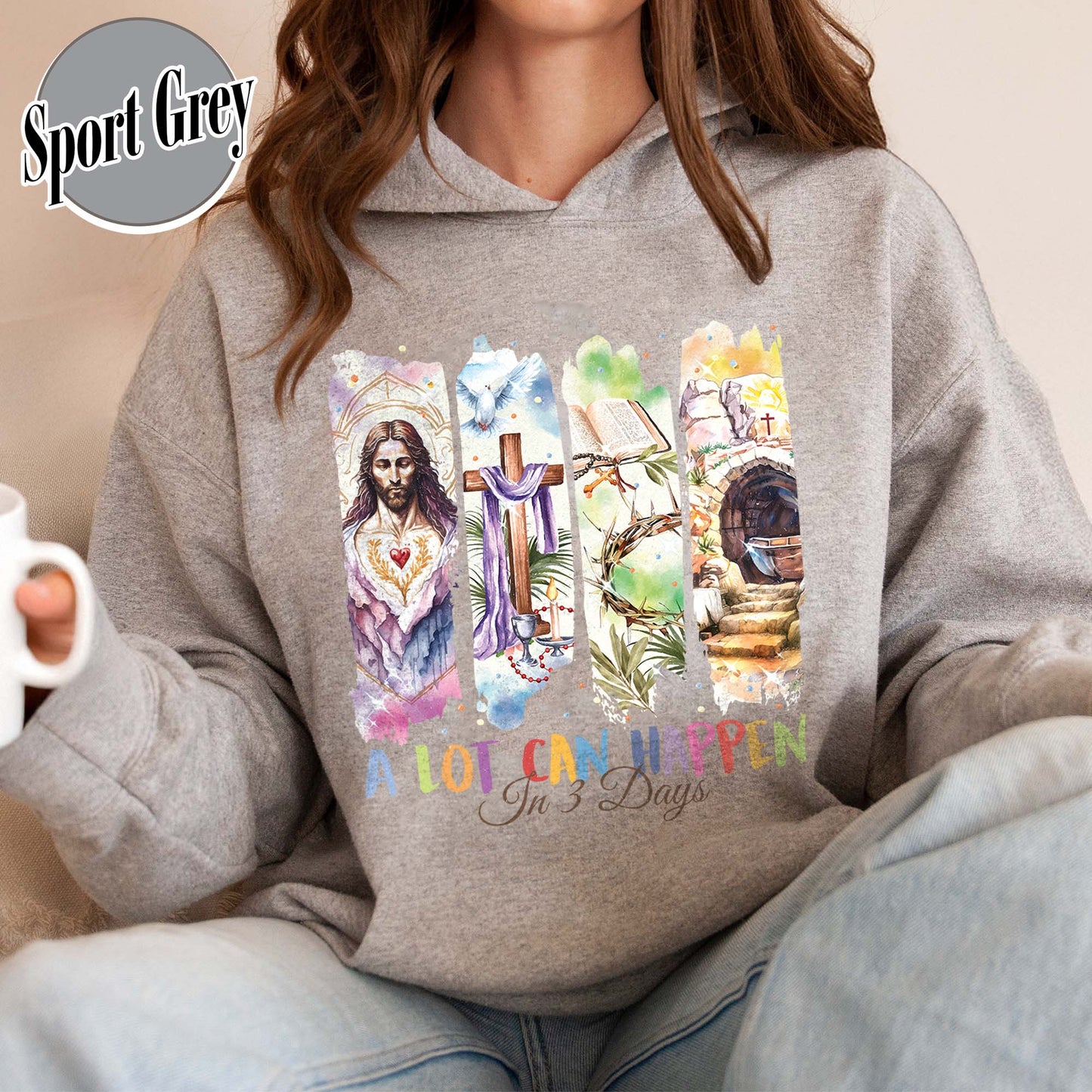 Easter Hoodie,A Lot Can Happen in 3 Days Hoodie, Retro Christian Easter Hoodie, Easter Church Gift