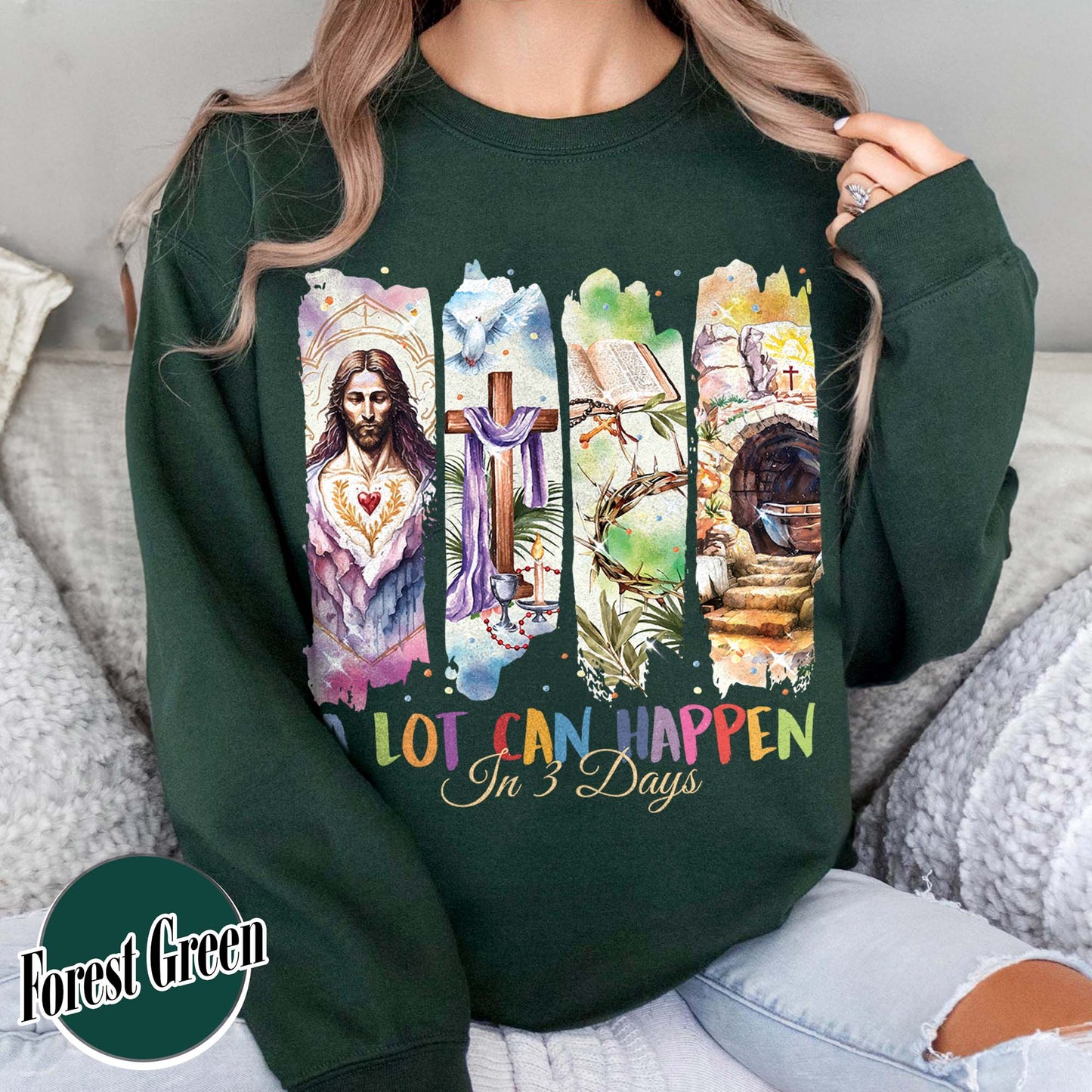 Easter Sweatshirt,A Lot Can Happen in 3 Days Sweatshirt, Retro Christian Easter Sweatshirt, Easter Church Gift