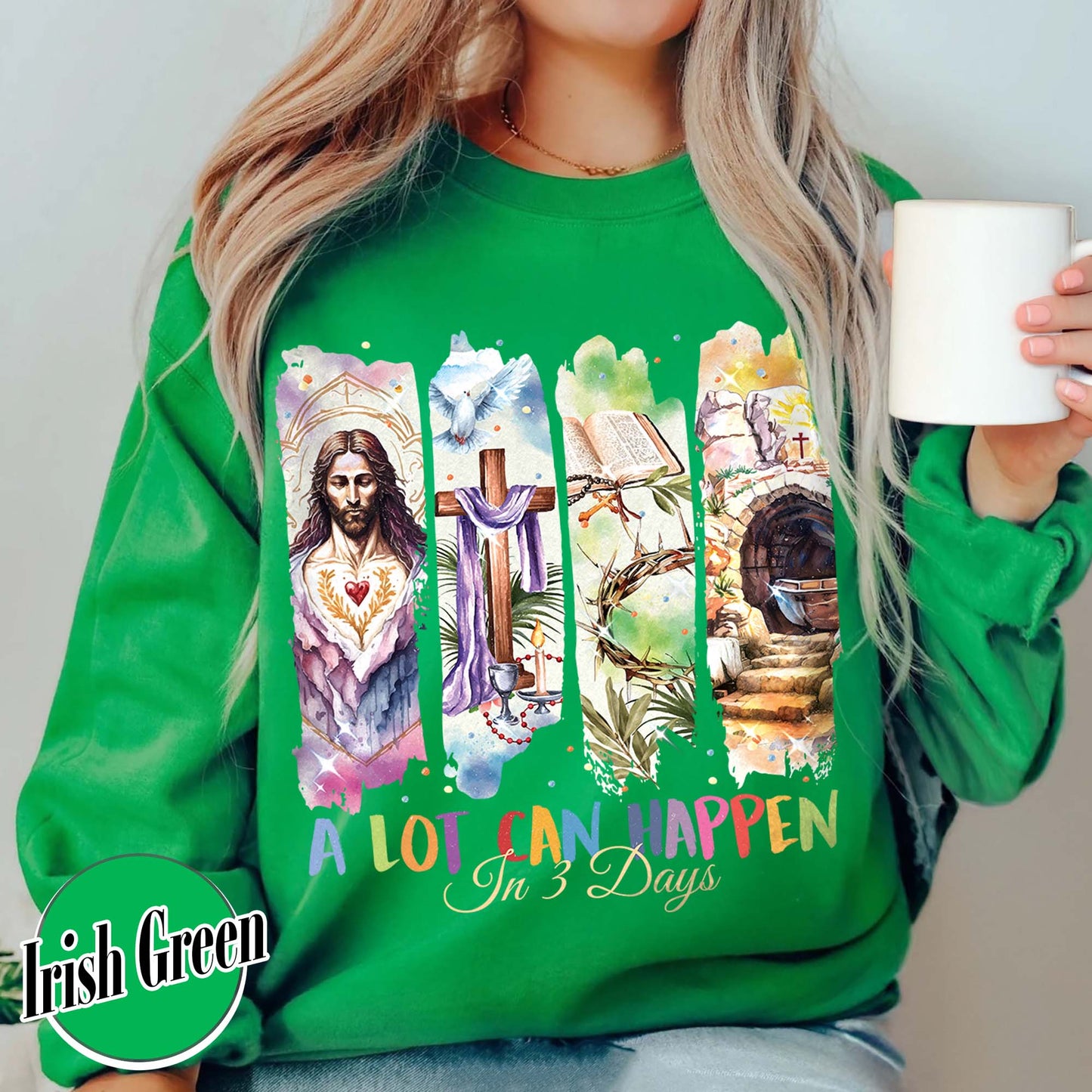 Easter Sweatshirt,A Lot Can Happen in 3 Days Sweatshirt, Retro Christian Easter Sweatshirt, Easter Church Gift