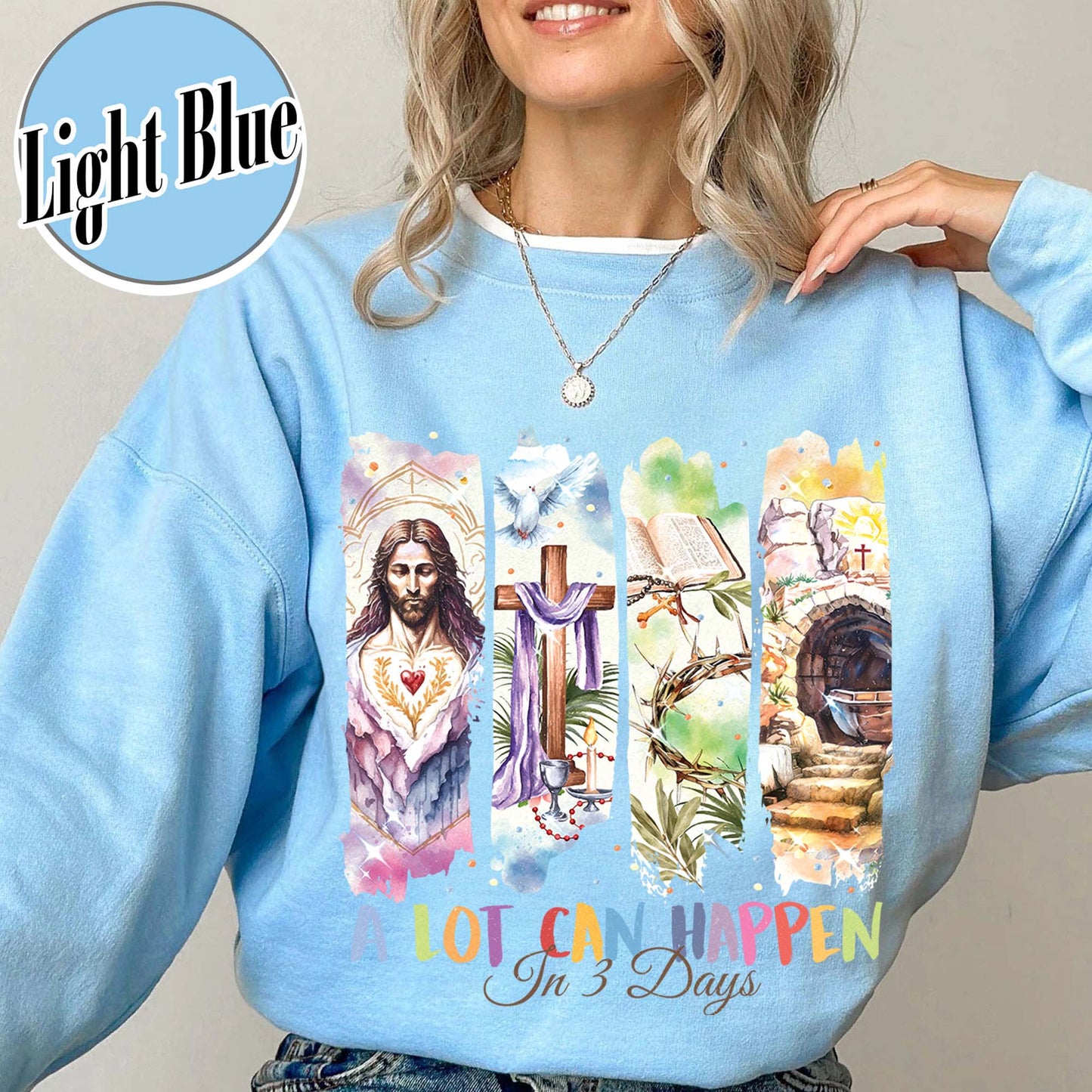 Easter Sweatshirt,A Lot Can Happen in 3 Days Sweatshirt, Retro Christian Easter Sweatshirt, Easter Church Gift