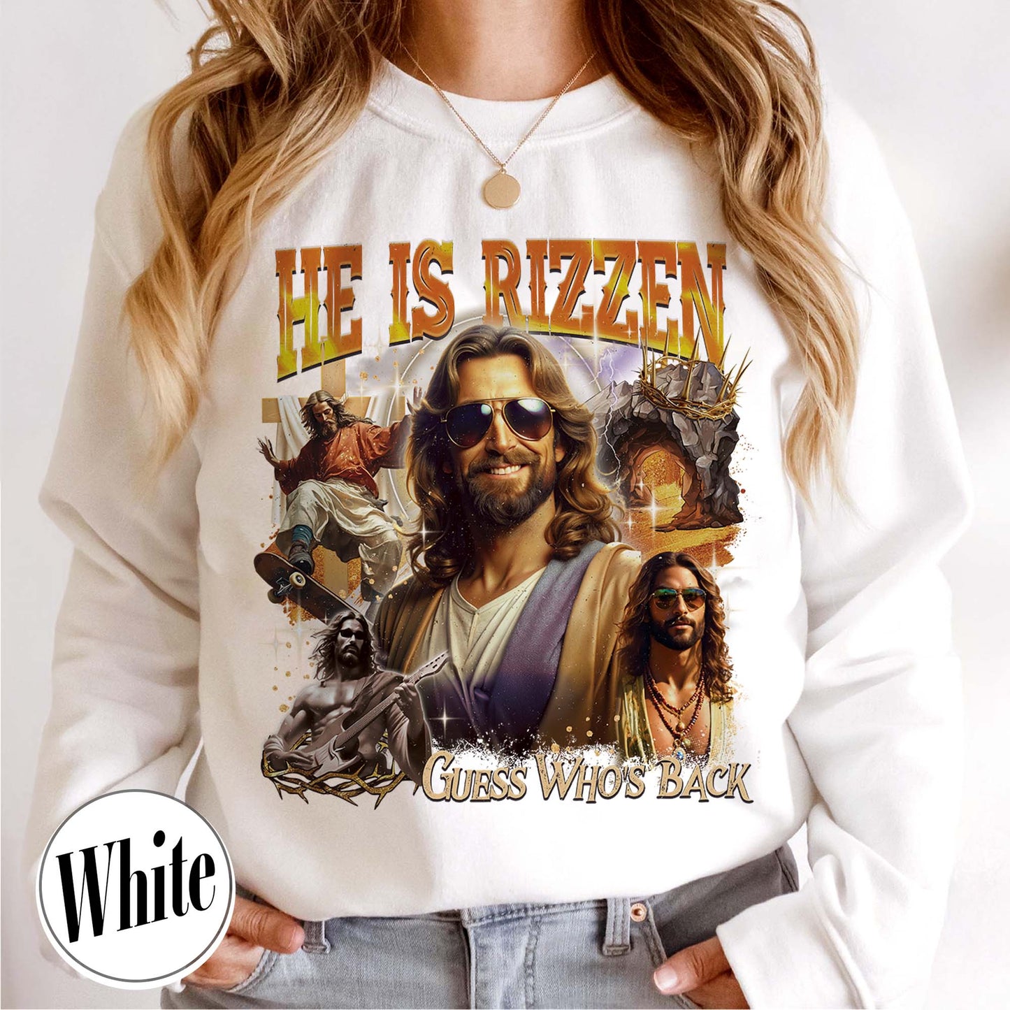 Easter Sweatshirt,Jesus Has Rizzen Vintage 90s Sweatshirt, Retro Graphic Sweatshirt, Funny Jesus Sweatshirts