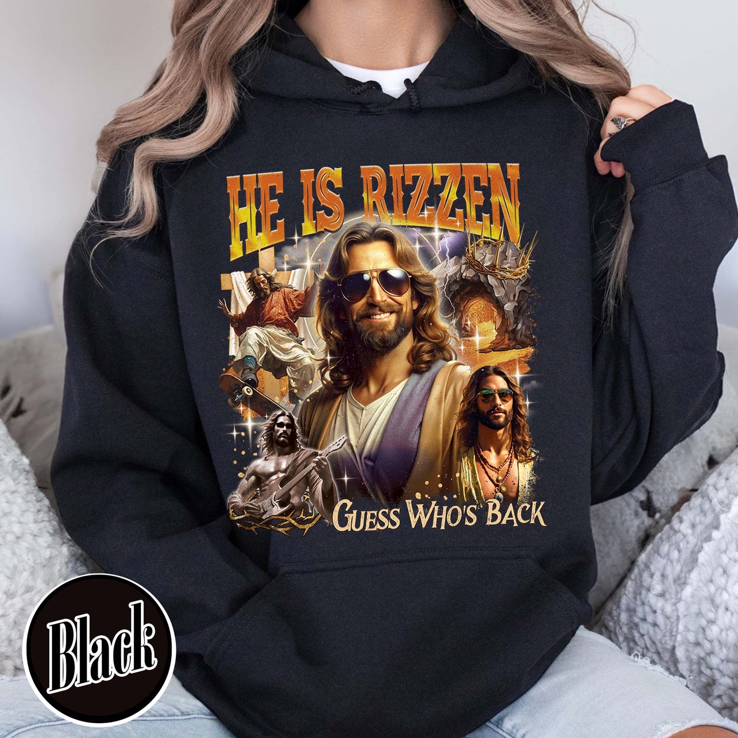 Easter Hoodie,Jesus Has Rizzen Vintage 90s Hoodie, Retro Graphic Hoodie, Funny Jesus Hoodie