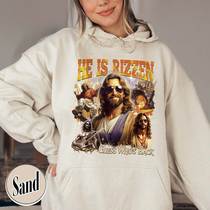 Easter Hoodie,Jesus Has Rizzen Vintage 90s Hoodie, Retro Graphic Hoodie, Funny Jesus Hoodie