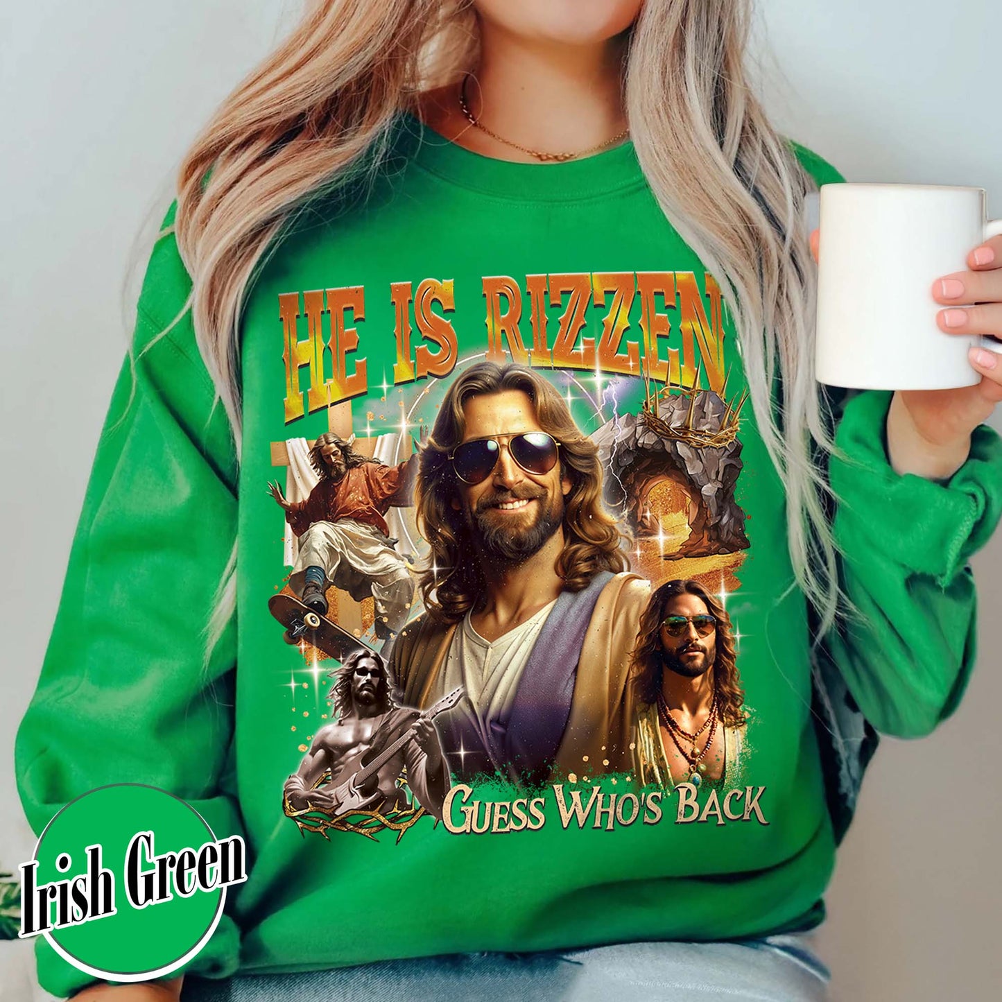 Easter Sweatshirt,Jesus Has Rizzen Vintage 90s Sweatshirt, Retro Graphic Sweatshirt, Funny Jesus Sweatshirts