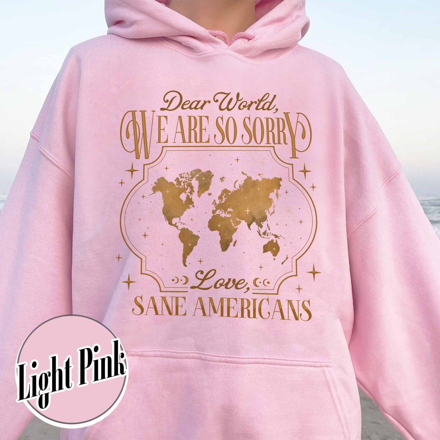 FDT Hoodie,Dear World We Are So Sorry, Love, Sane Americans Hoodie, Resistance Hoodie. Anti-MAGA Hoodie