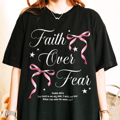 Faith Over Fear: Christian Coquette, Faith Bow, Inspirational Christian, Religious Gift for Women Tshirt