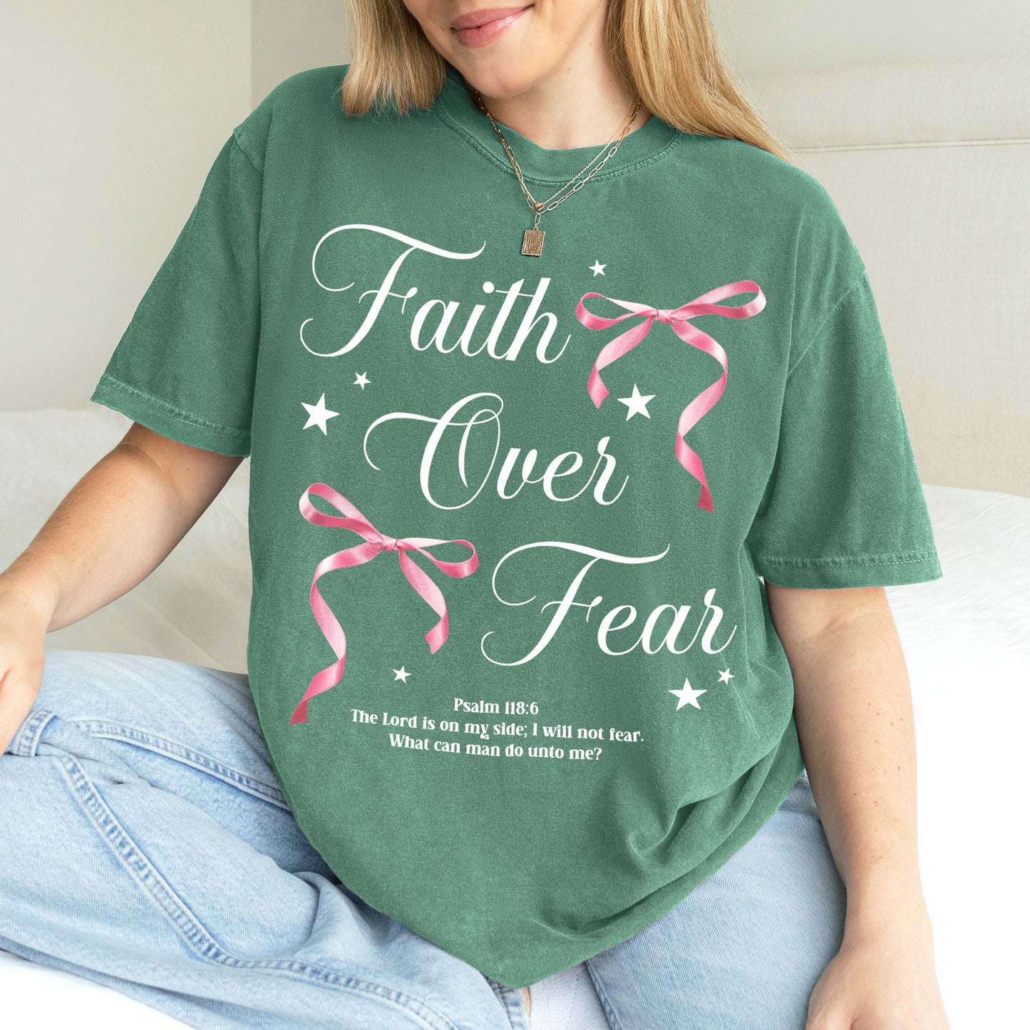 Faith Over Fear: Christian Coquette, Faith Bow, Inspirational Christian, Religious Gift for Women Tshirt