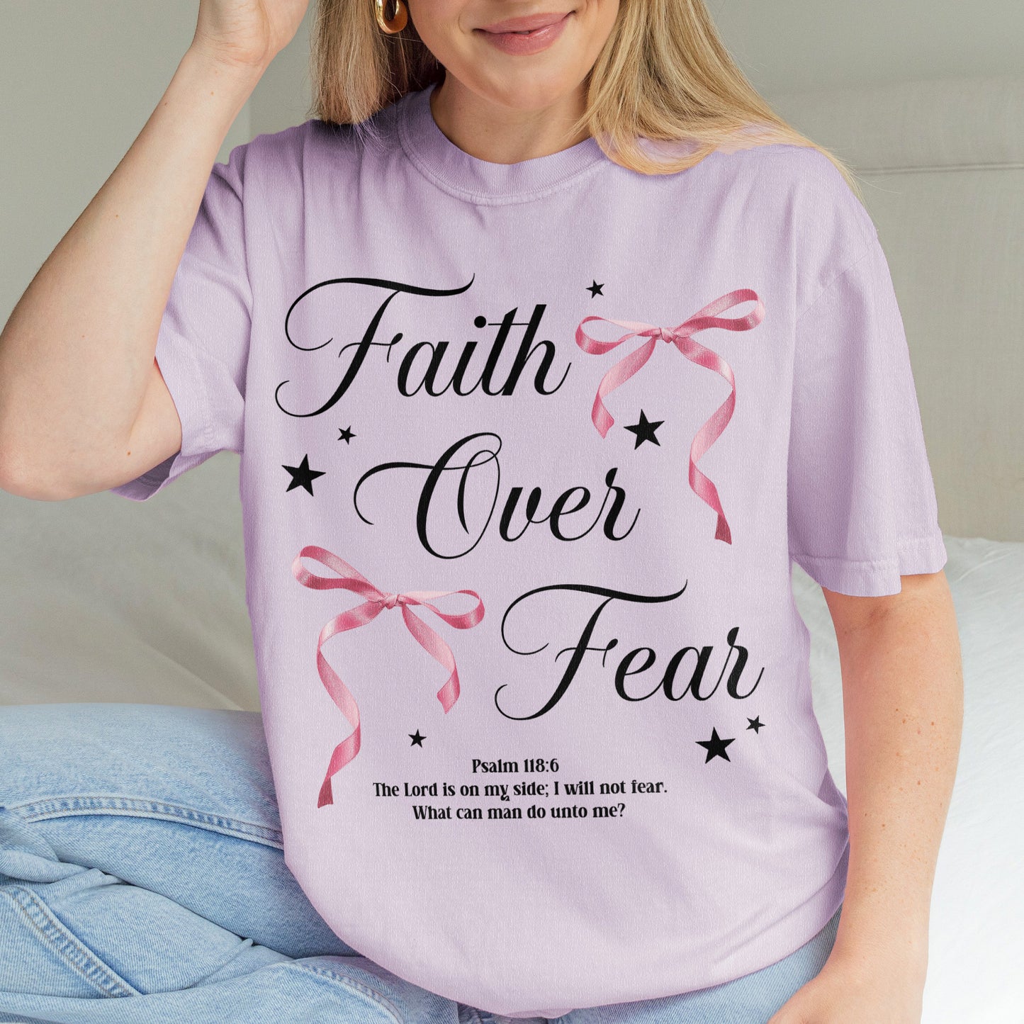 Faith Over Fear: Christian Coquette, Faith Bow, Inspirational Christian, Religious Gift for Women Tshirt