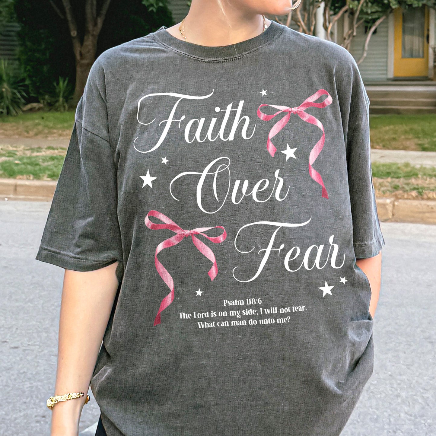Faith Over Fear: Christian Coquette, Faith Bow, Inspirational Christian, Religious Gift for Women Tshirt