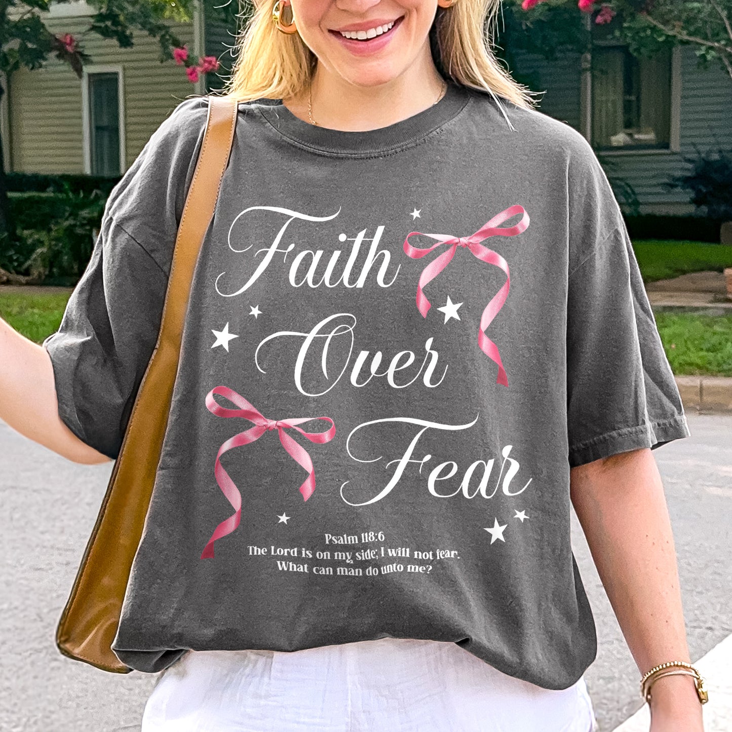 Faith Over Fear: Christian Coquette, Faith Bow, Inspirational Christian, Religious Gift for Women Tshirt