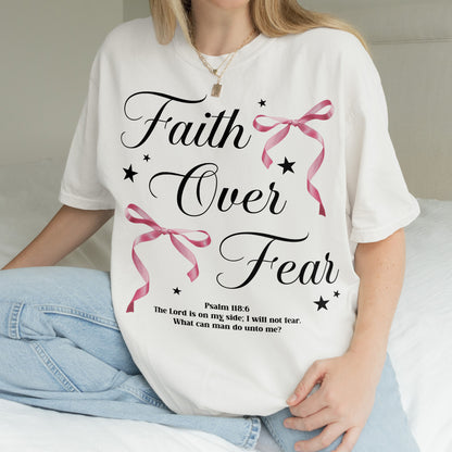 Faith Over Fear: Christian Coquette, Faith Bow, Inspirational Christian, Religious Gift for Women Tshirt