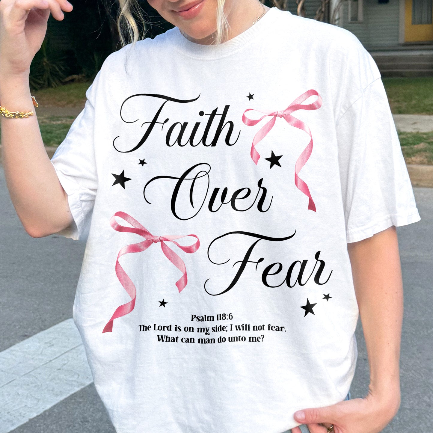 Faith Over Fear: Christian Coquette, Faith Bow, Inspirational Christian, Religious Gift for Women Tshirt