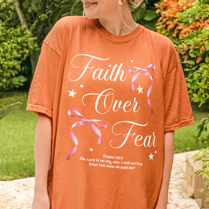Faith Over Fear: Christian Coquette, Faith Bow, Inspirational Christian, Religious Gift for Women Tshirt
