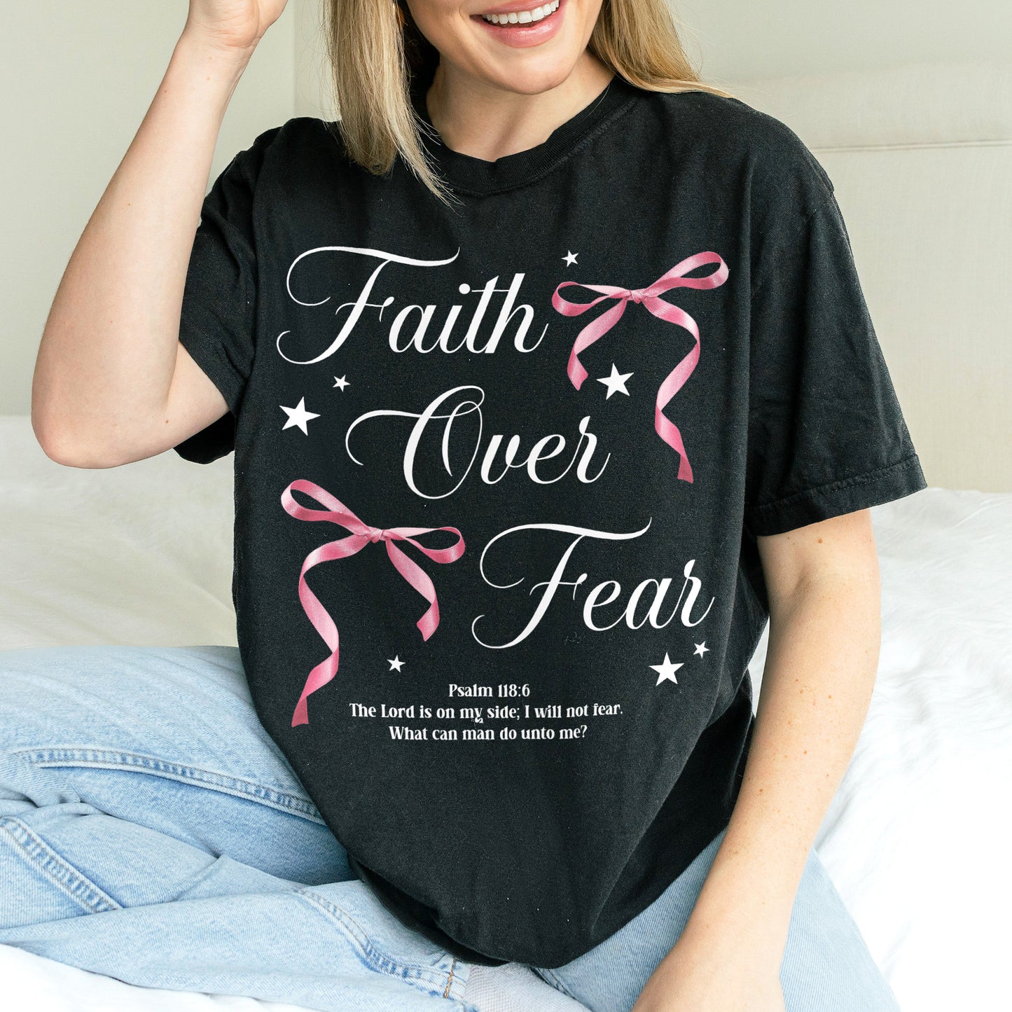 Faith Over Fear: Christian Coquette, Faith Bow, Inspirational Christian, Religious Gift for Women Tshirt