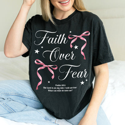 Faith Over Fear: Christian Coquette, Faith Bow, Inspirational Christian, Religious Gift for Women Tshirt