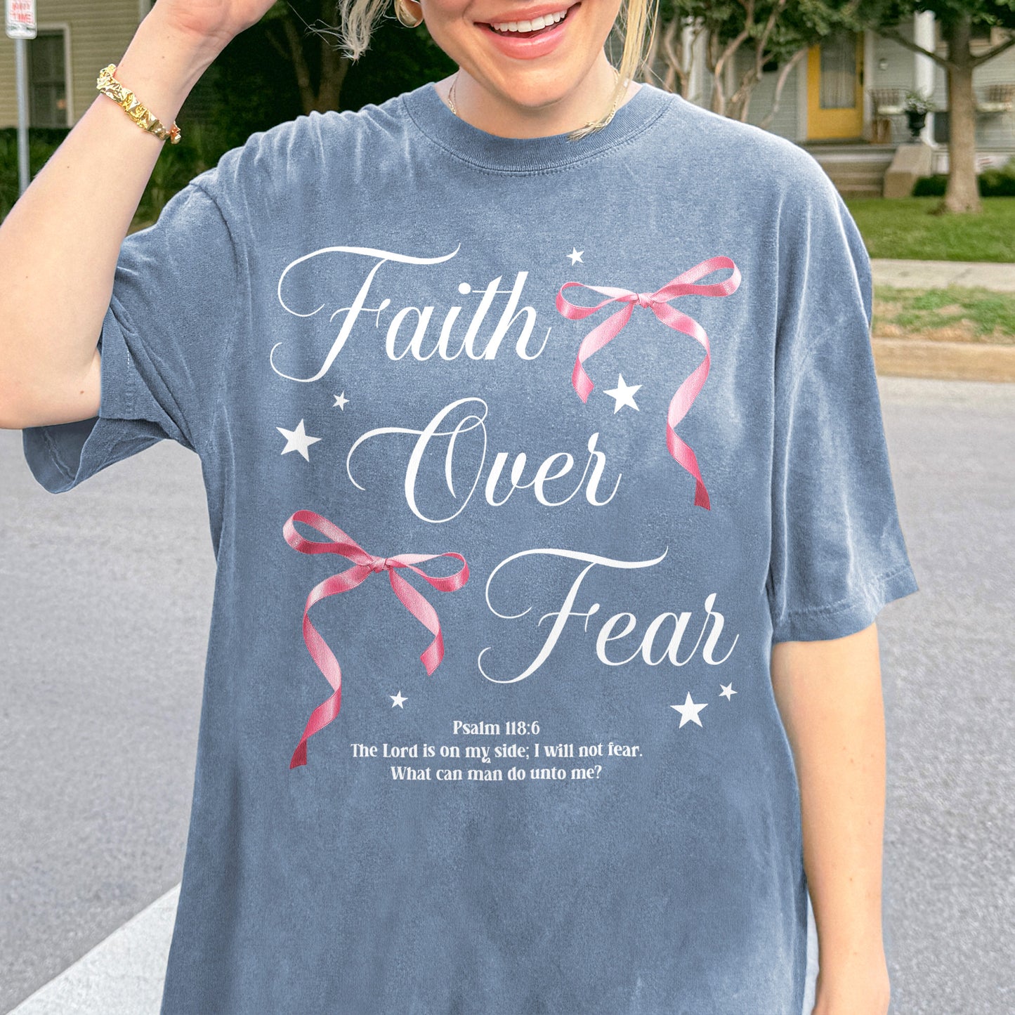 Faith Over Fear: Christian Coquette, Faith Bow, Inspirational Christian, Religious Gift for Women Tshirt