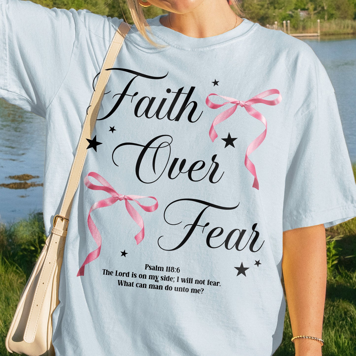 Faith Over Fear: Christian Coquette, Faith Bow, Inspirational Christian, Religious Gift for Women Tshirt