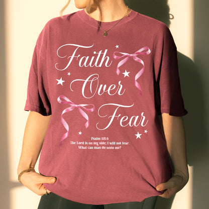 Faith Over Fear: Christian Coquette, Faith Bow, Inspirational Christian, Religious Gift for Women Tshirt