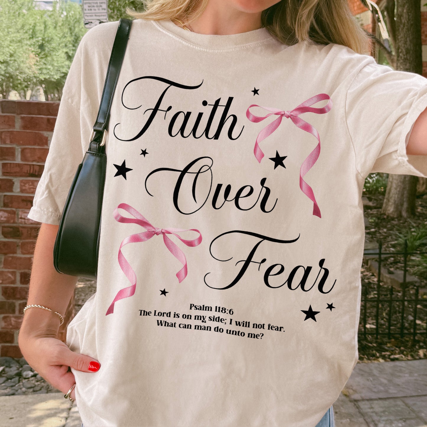 Faith Over Fear: Christian Coquette, Faith Bow, Inspirational Christian, Religious Gift for Women Tshirt