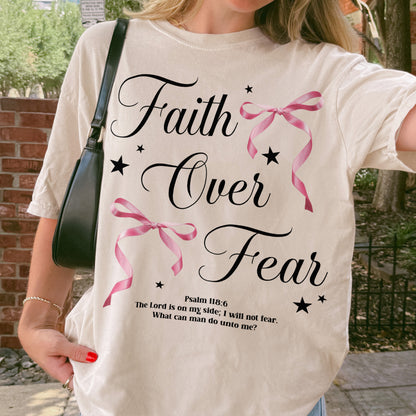 Faith Over Fear: Christian Coquette, Faith Bow, Inspirational Christian, Religious Gift for Women Tshirt