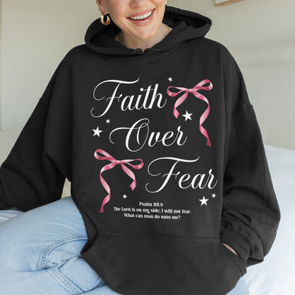 Faith Over Fear: Christian Coquette, Faith Bow, Inspirational Christian, Religious Gift for Women Hoodie
