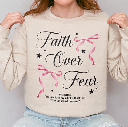 Faith Over Fear: Christian Coquette, Faith Bow, Inspirational Christian, Religious Gift for Women Sweatshirt