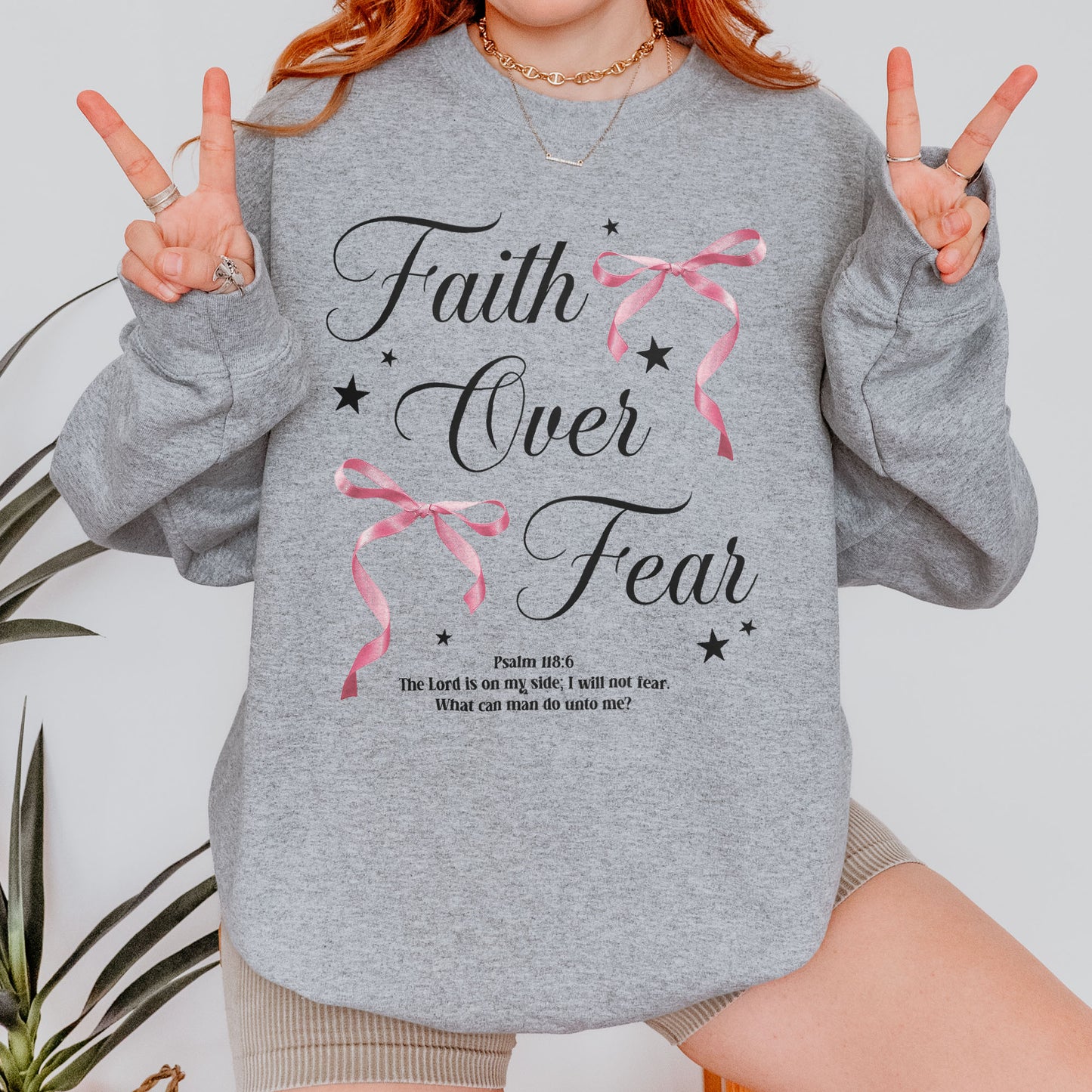 Faith Over Fear: Christian Coquette, Faith Bow, Inspirational Christian, Religious Gift for Women Sweatshirt