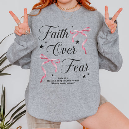 Faith Over Fear: Christian Coquette, Faith Bow, Inspirational Christian, Religious Gift for Women Sweatshirt