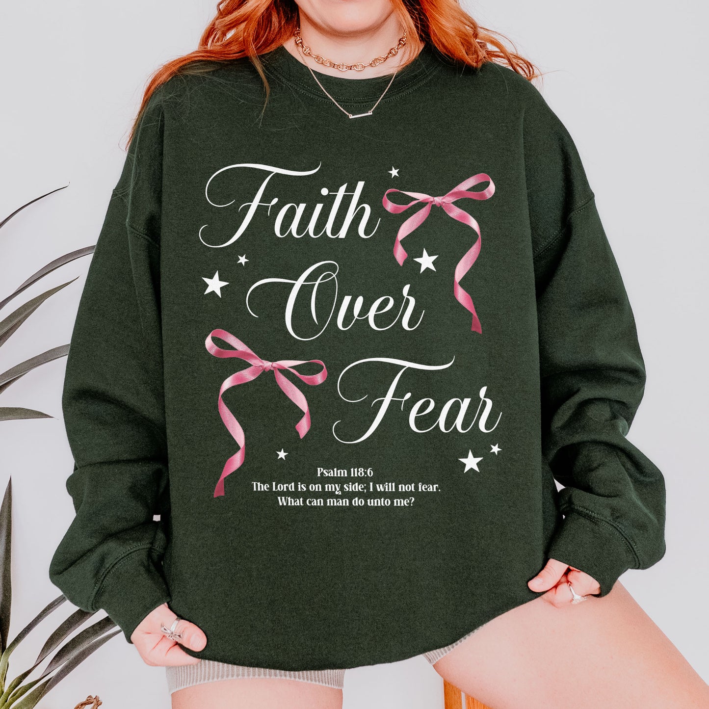 Faith Over Fear: Christian Coquette, Faith Bow, Inspirational Christian, Religious Gift for Women Sweatshirt