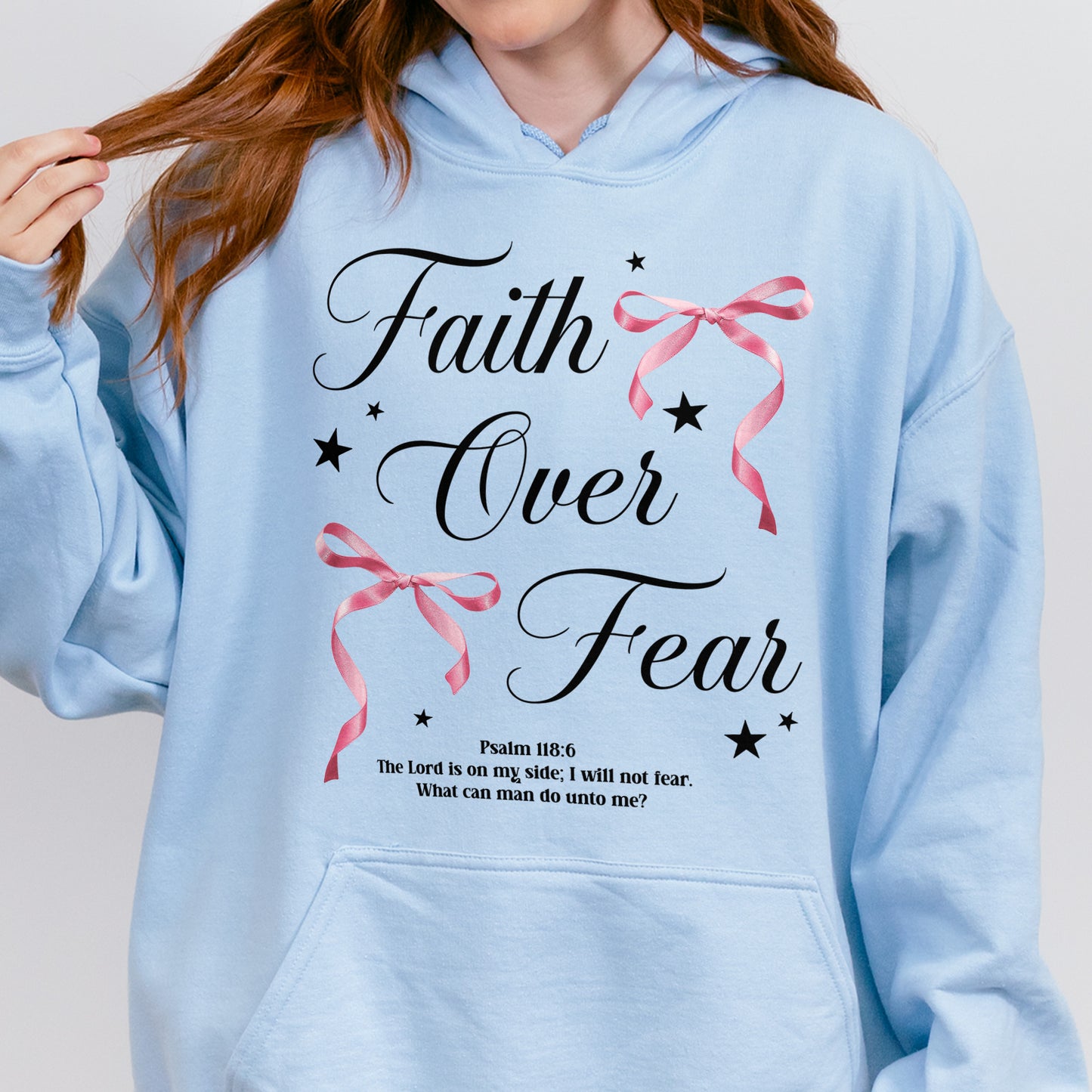 Faith Over Fear: Christian Coquette, Faith Bow, Inspirational Christian, Religious Gift for Women Hoodie