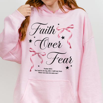 Faith Over Fear: Christian Coquette, Faith Bow, Inspirational Christian, Religious Gift for Women Hoodie