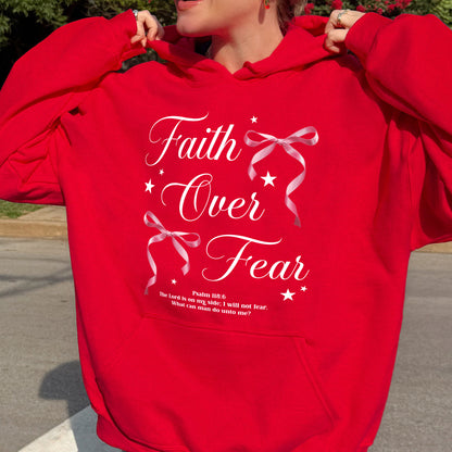 Faith Over Fear: Christian Coquette, Faith Bow, Inspirational Christian, Religious Gift for Women Hoodie