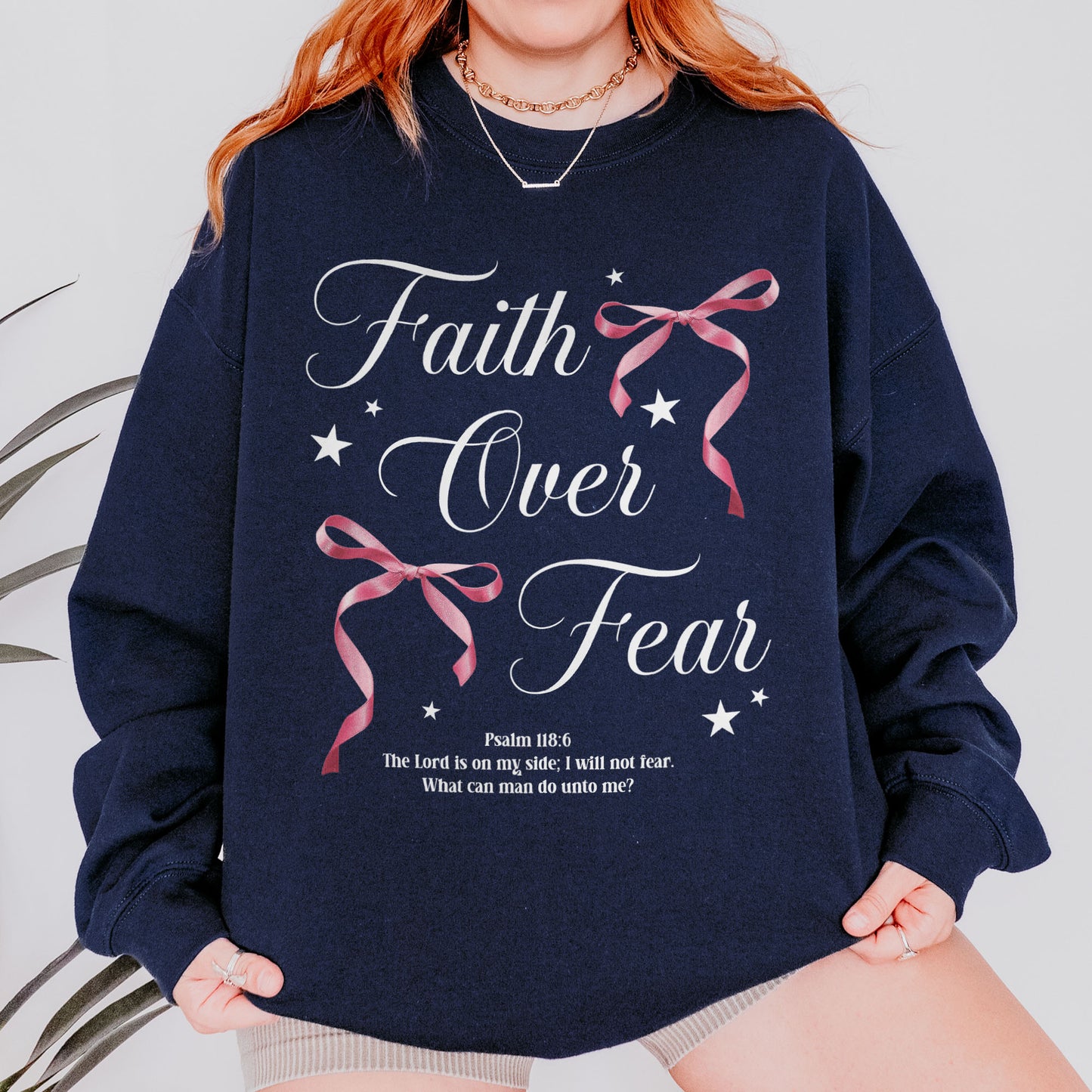 Faith Over Fear: Christian Coquette, Faith Bow, Inspirational Christian, Religious Gift for Women Sweatshirt