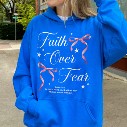 Faith Over Fear: Christian Coquette, Faith Bow, Inspirational Christian, Religious Gift for Women Hoodie