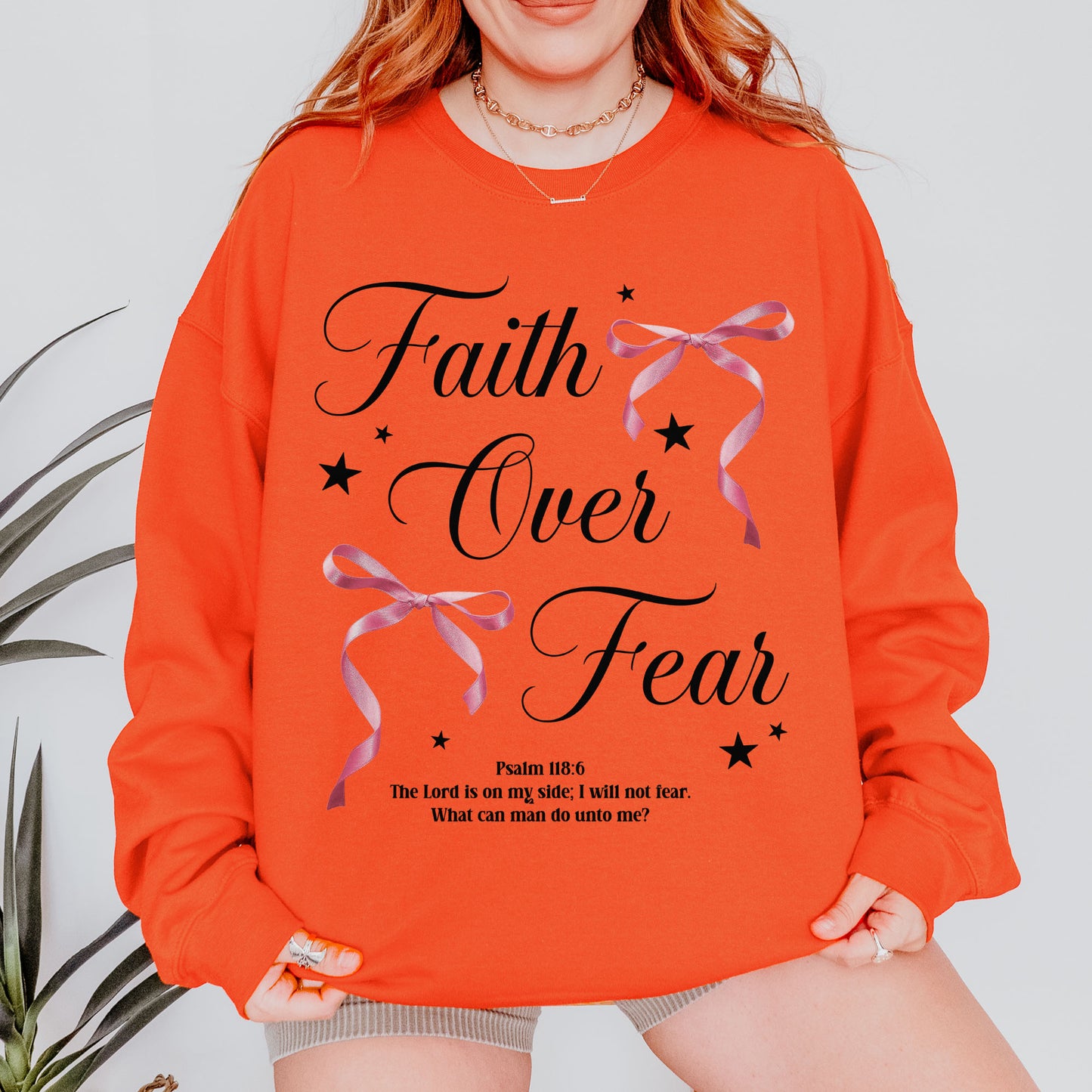 Faith Over Fear: Christian Coquette, Faith Bow, Inspirational Christian, Religious Gift for Women Sweatshirt