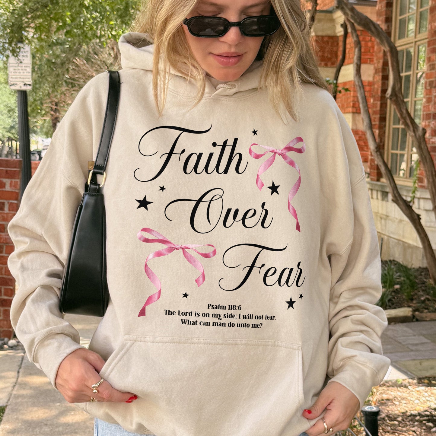 Faith Over Fear: Christian Coquette, Faith Bow, Inspirational Christian, Religious Gift for Women Hoodie