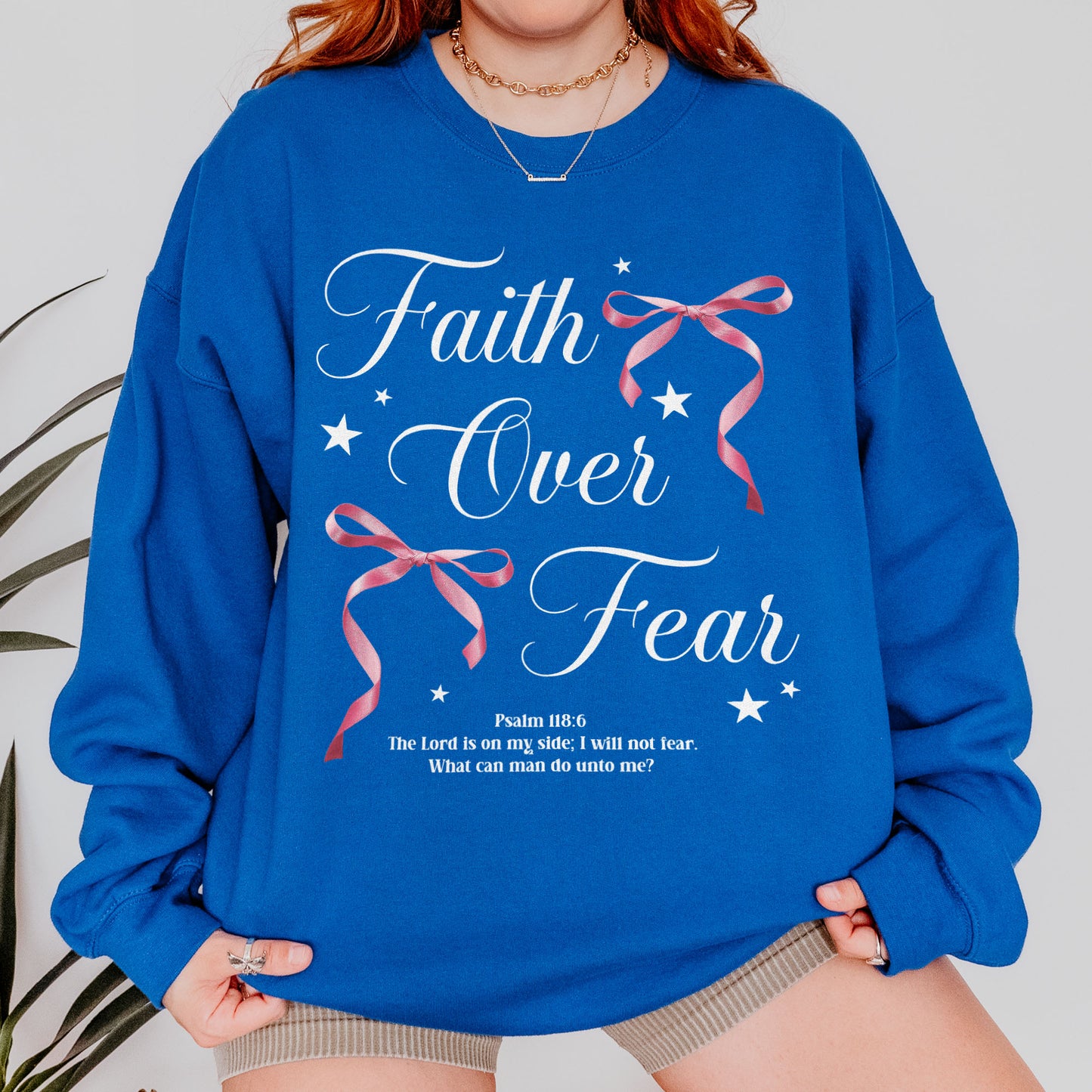 Faith Over Fear: Christian Coquette, Faith Bow, Inspirational Christian, Religious Gift for Women Sweatshirt