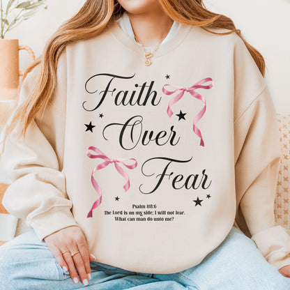 Faith Over Fear: Christian Coquette, Faith Bow, Inspirational Christian, Religious Gift for Women Sweatshirt