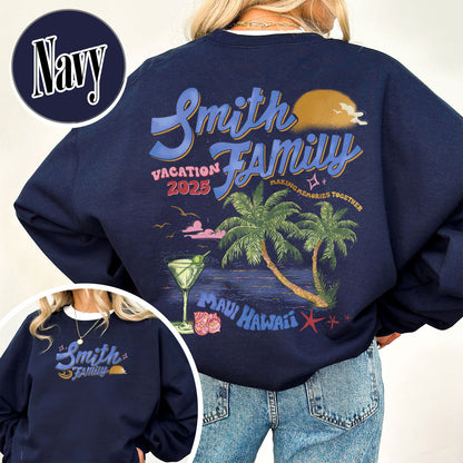 Family Sweatshirt, Custom Family Vacation 2025 Sweatshirt, Custom Family Beach Trip Sweatshirt