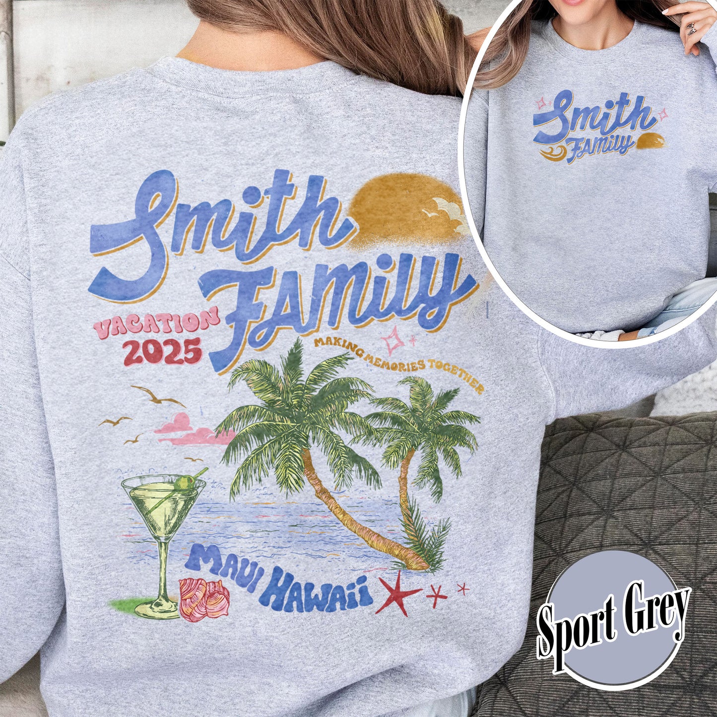 Family Sweatshirt, Custom Family Vacation 2025 Sweatshirt, Custom Family Beach Trip Sweatshirt