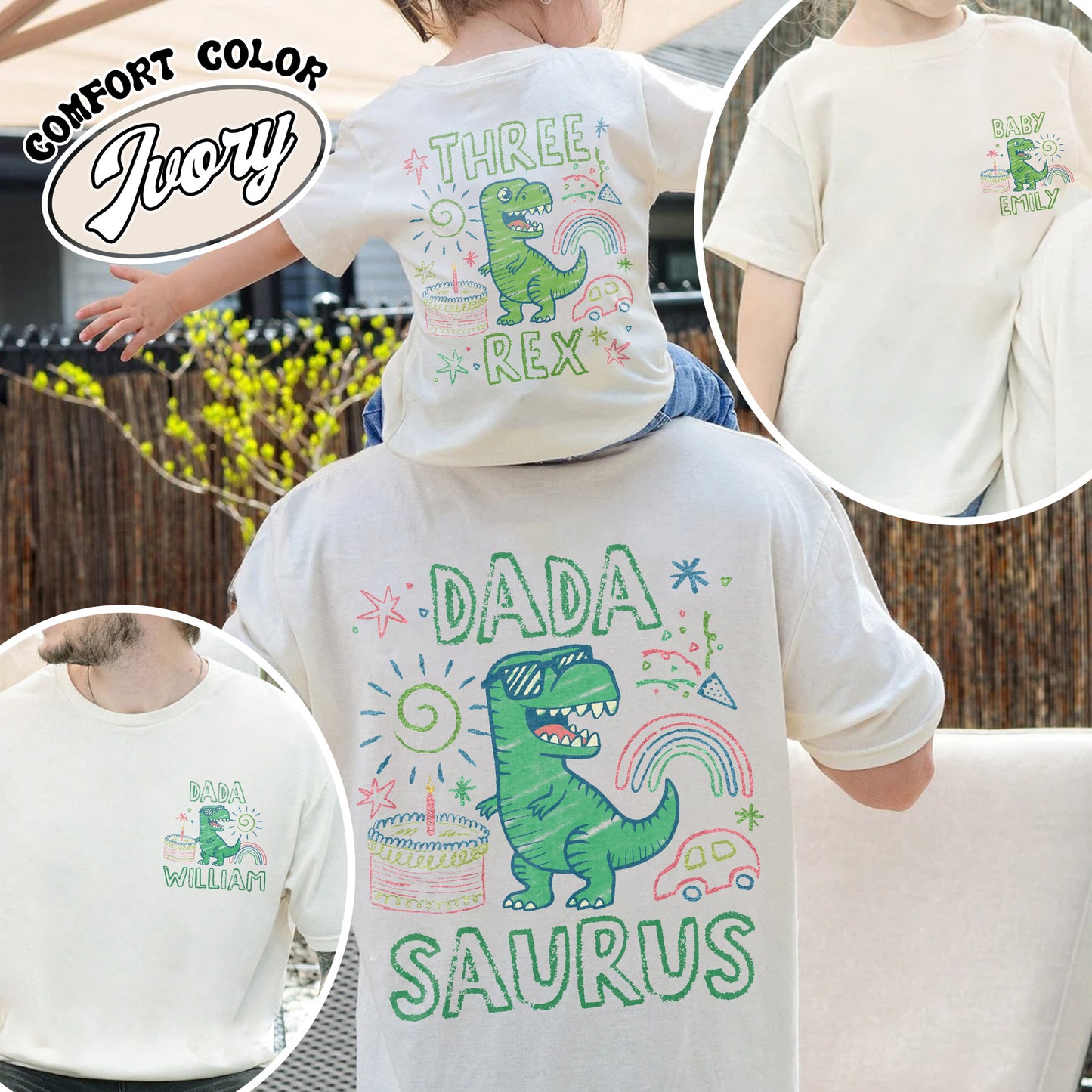 Family Comfort Color Shirt, Custom Name MamaSaurus Dada Saurus Shirt, Custom Birthday Boy Shirt