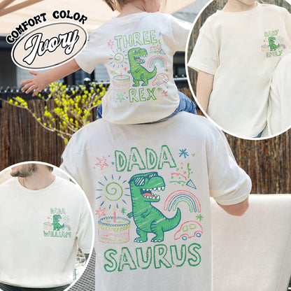 Family Comfort Color Youth Shirt, Custom Name MamaSaurus Dada Saurus Shirt, Custom Birthday Boy Shirt