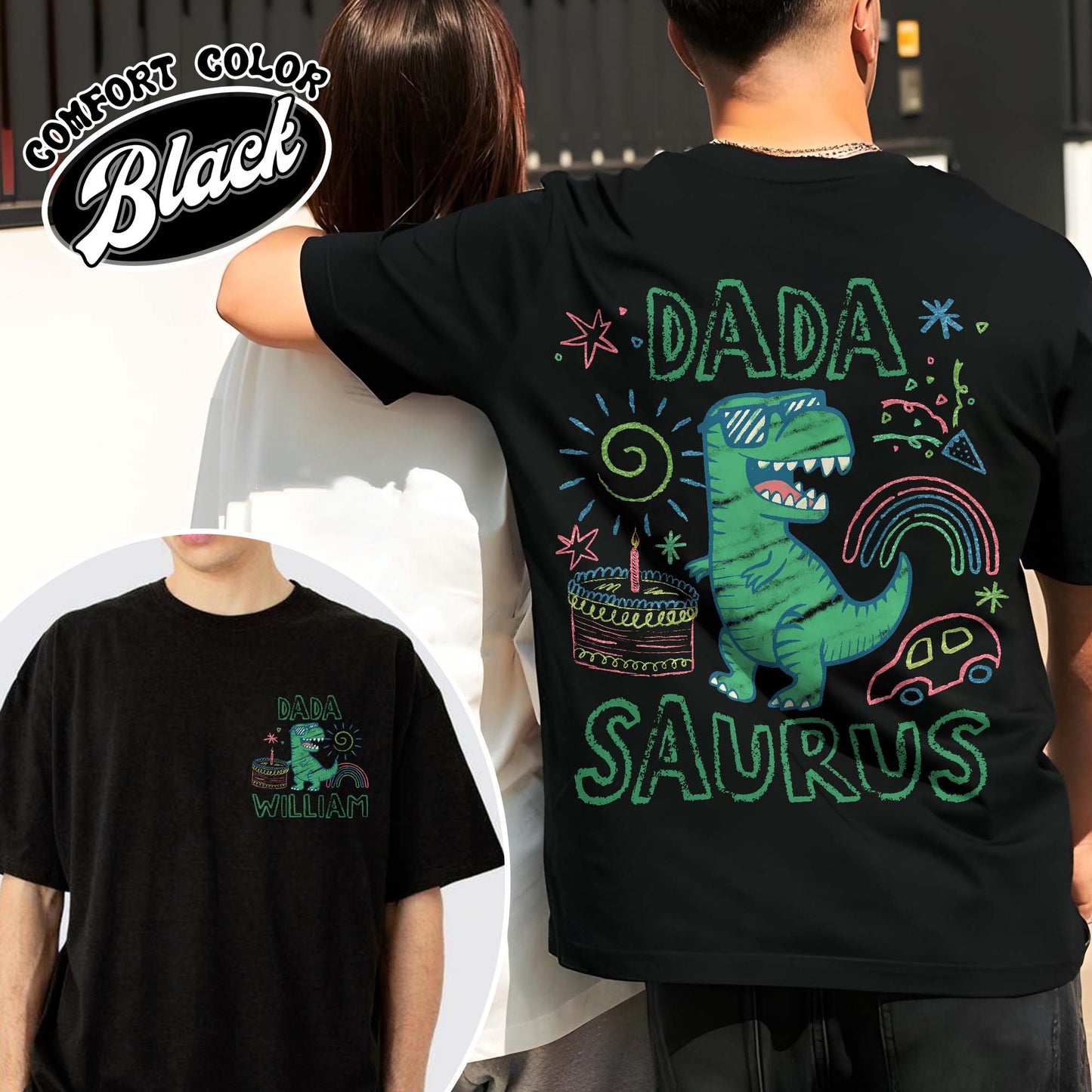 Family Comfort Color Shirt, Custom Name MamaSaurus Dada Saurus Shirt, Custom Birthday Boy Shirt