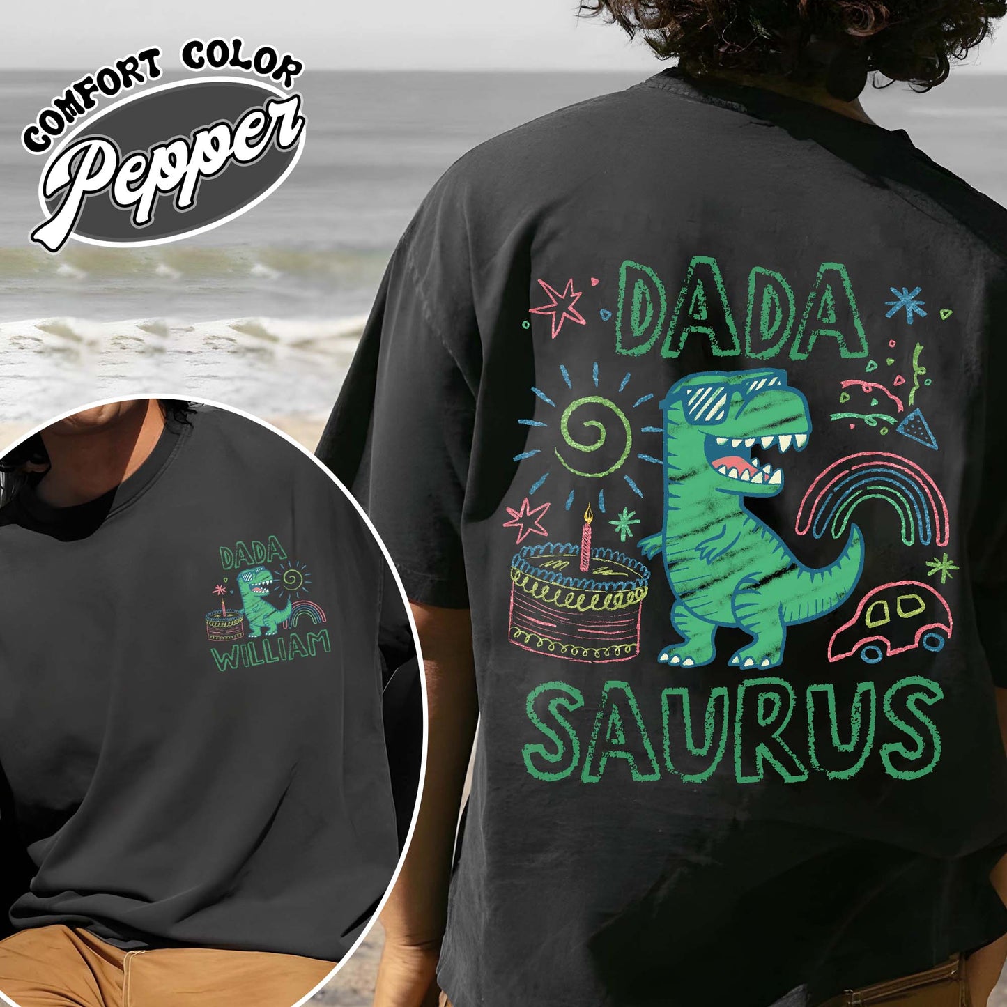 Family Comfort Color Shirt, Custom Name MamaSaurus Dada Saurus Shirt, Custom Birthday Boy Shirt