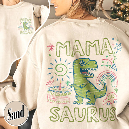 Family Sweatshirt, Custom Name MamaSaurus Dada Saurus Sweatshirt, Custom Birthday Boy Sweatshirt